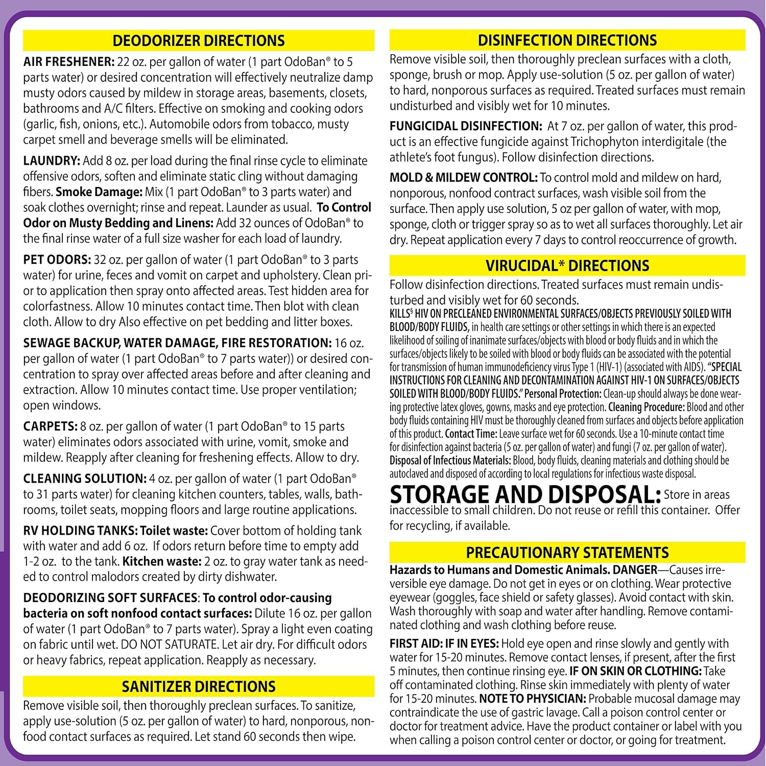 image:imageOdoBan Disinfectant Concentrate and Odor Eliminator 1 Gallon Citrus ScentPurple