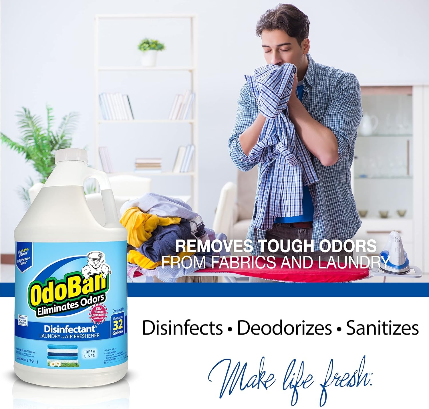 image:imageOdoBan Disinfectant Concentrate and Odor Eliminator 1 Gallon Fresh Linen Scent128 Fl Oz Pack of 1