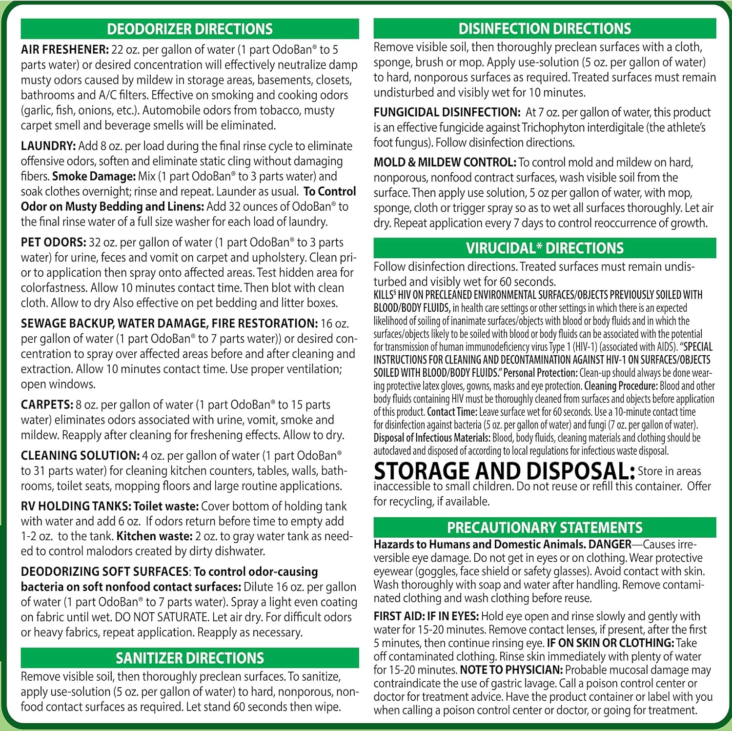 image:imageOdoBan Disinfectant Concentrate and Odor Eliminator 2 Gallons Original Eucalyptus Scent