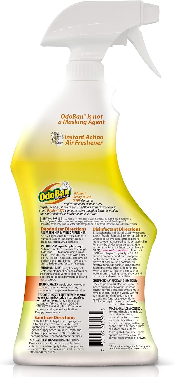 image:imageOdoBan Disinfectant Concentrate and Odor Eliminator Made in the USA Original Eucalyptus Lavender and Cotton Breeze Scents 3 GallonsCitrus