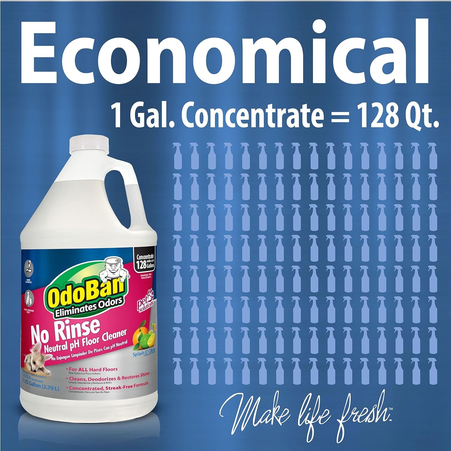 image:imageOdoBan Pet Solutions No Rinse Neutral pH Floor Cleaner Concentrate Made in the USA 1 Gallon and Oxy Stain Remover 32 Ounce SprayCitrus