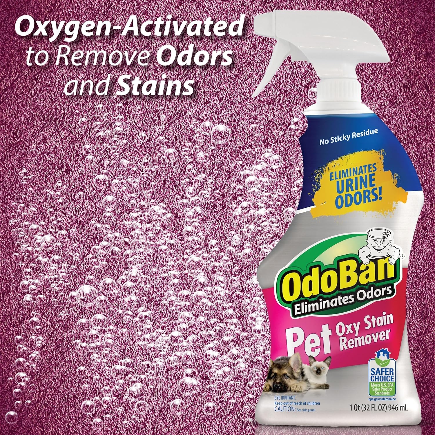 image:imageOdoBan Pet Solutions No Rinse Neutral pH Floor Cleaner Concentrate Made in the USA 1 Gallon and Oxy Stain Remover 32 Ounce SprayCitrus