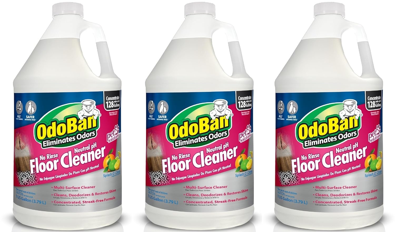 image:imageOdoBan Pet Solutions No Rinse Neutral pH Floor Cleaner Concentrate Made in the USA 1 Gallon and Oxy Stain Remover 32 Ounce SprayCitrus