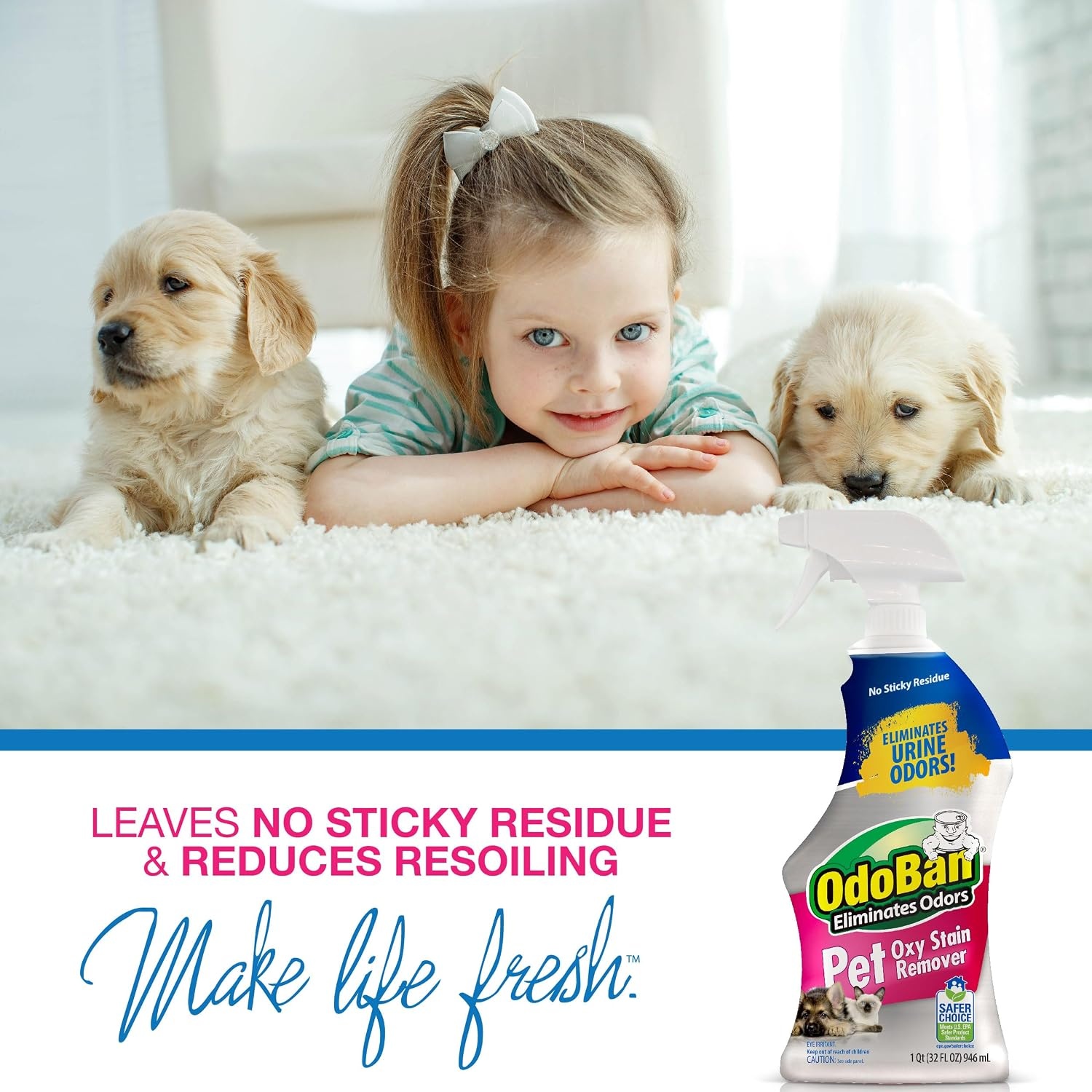 image:imageOdoBan Pet Solutions Oxy Stain Remover Pet Stain Eliminator Made in the USA 6Pack 32 Ounce Spray EachUnscented
