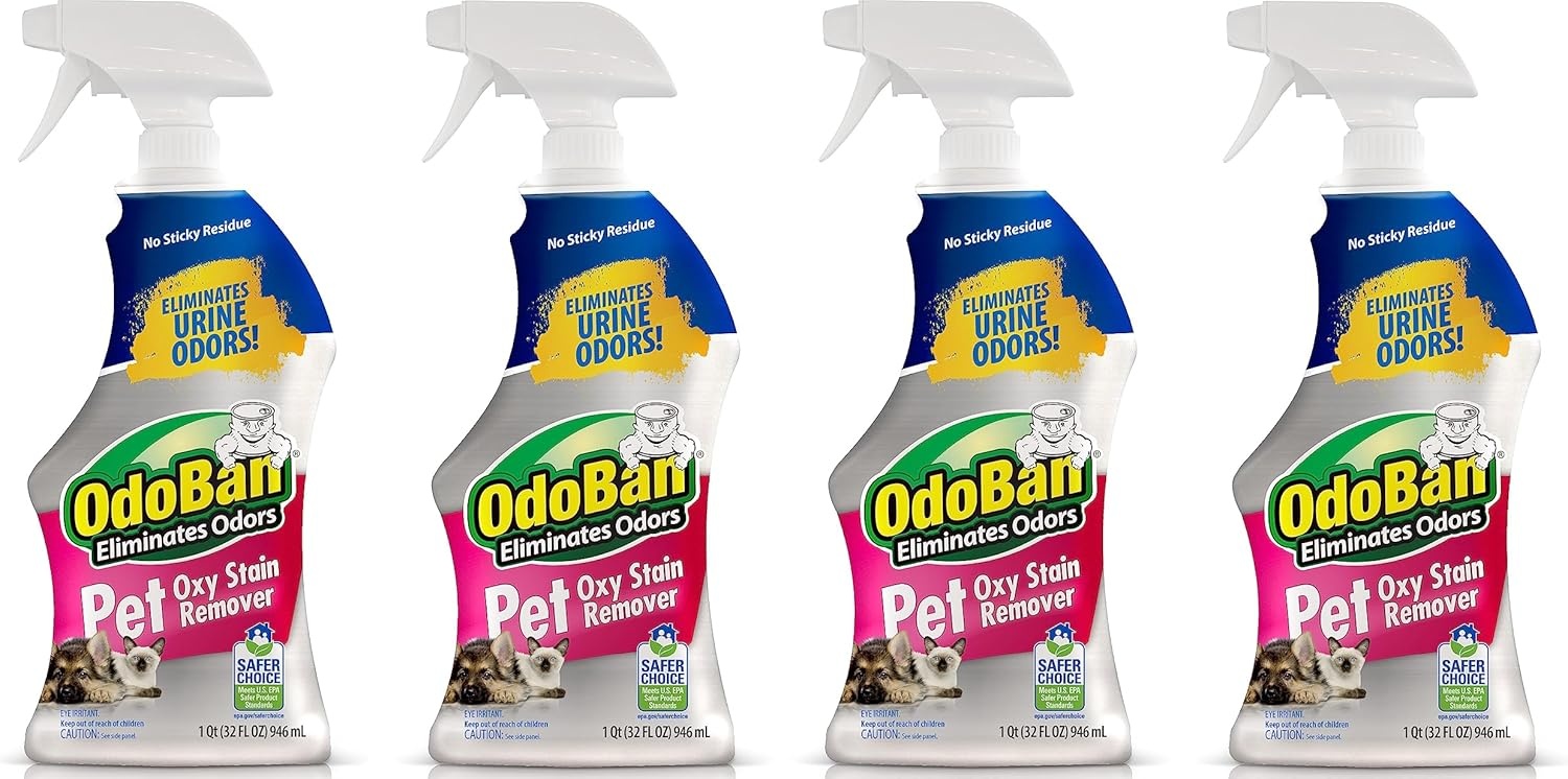 image:imageOdoBan Pet Solutions Oxy Stain Remover Pet Stain Eliminator Made in the USA 6Pack 32 Ounce Spray EachUnscented