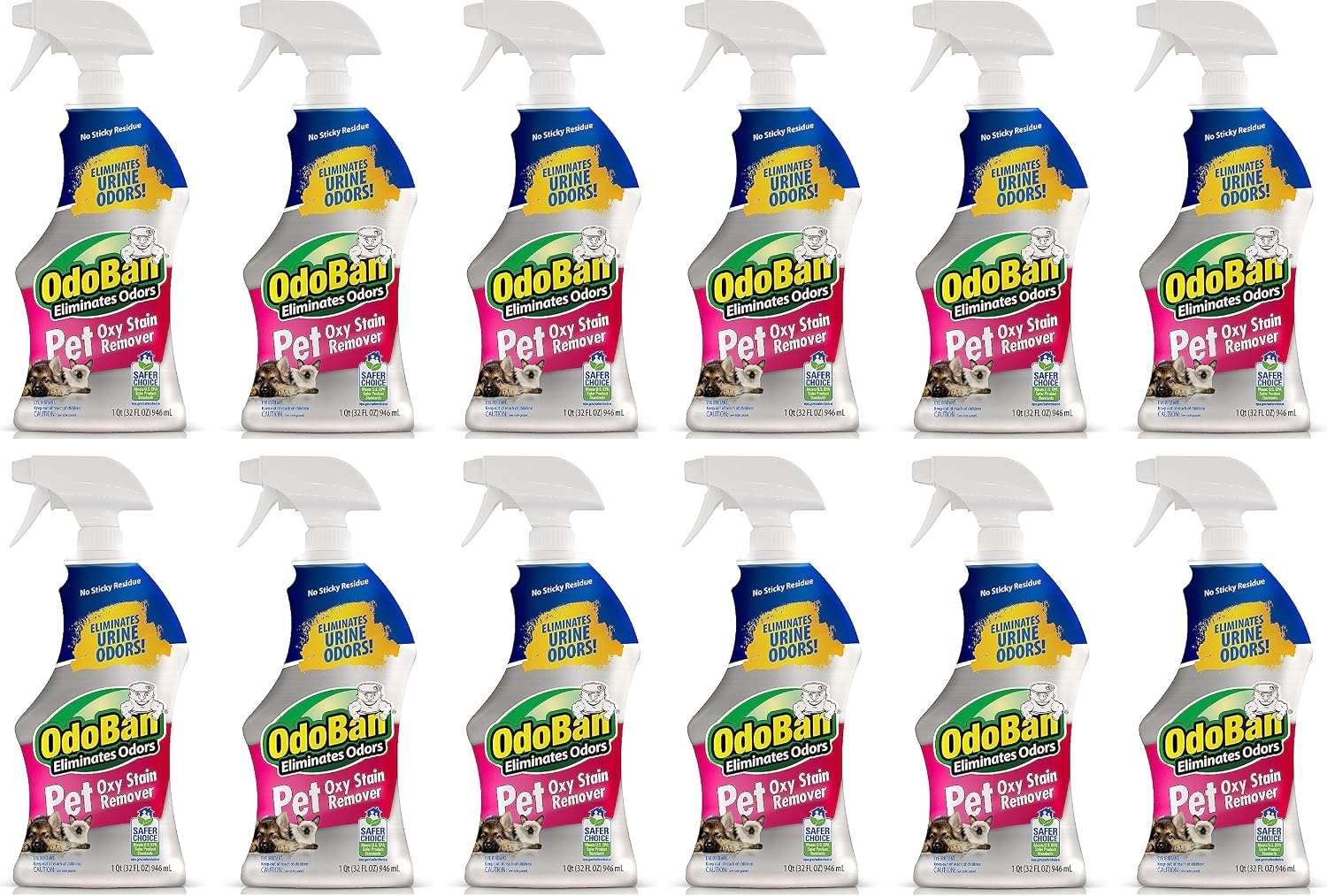 image:imageOdoBan Pet Solutions Oxy Stain Remover Pet Stain Eliminator Made in the USA 6Pack 32 Ounce Spray EachUnscented