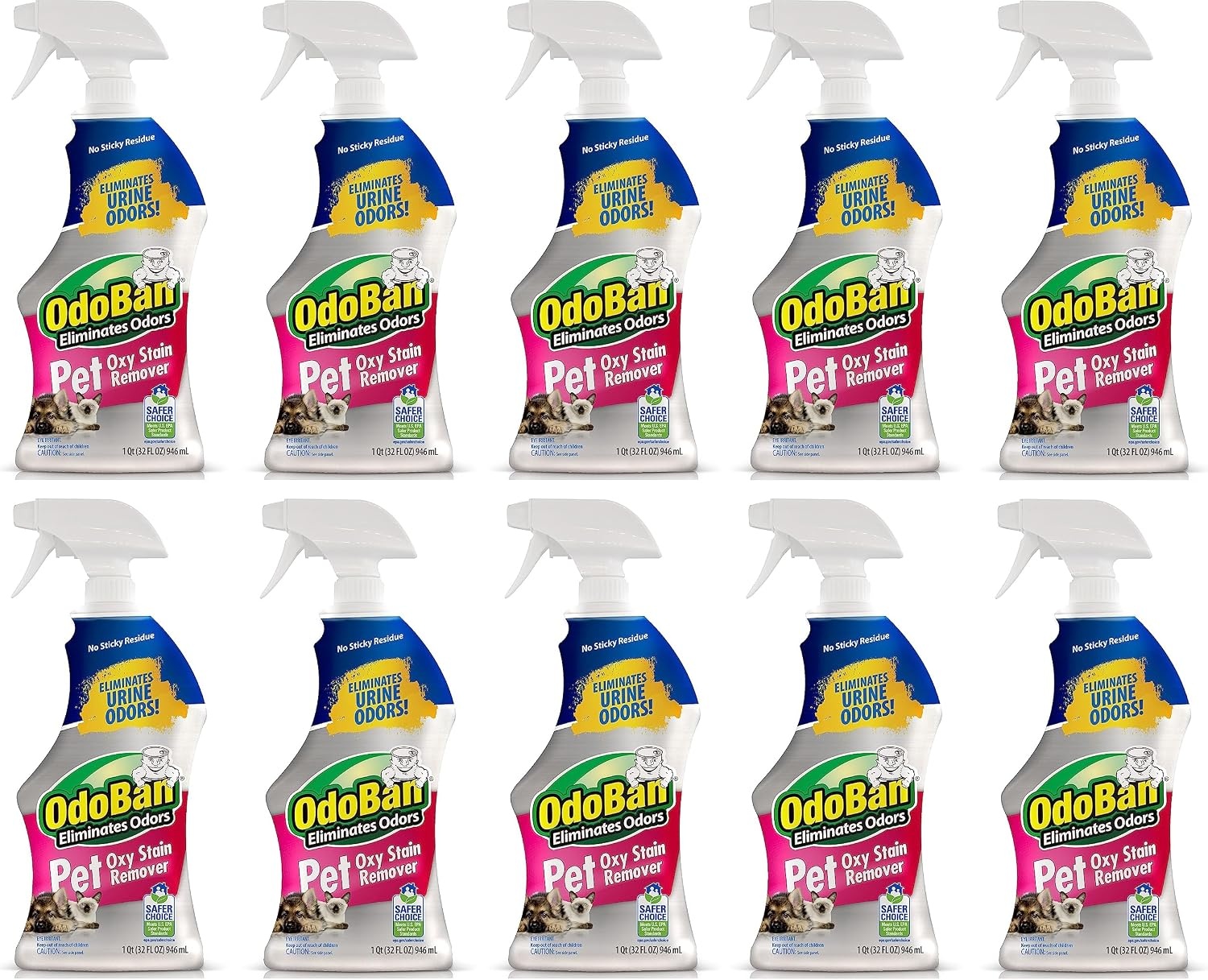 image:imageOdoBan Pet Solutions Oxy Stain Remover Pet Stain Eliminator Made in the USA 6Pack 32 Ounce Spray EachUnscented