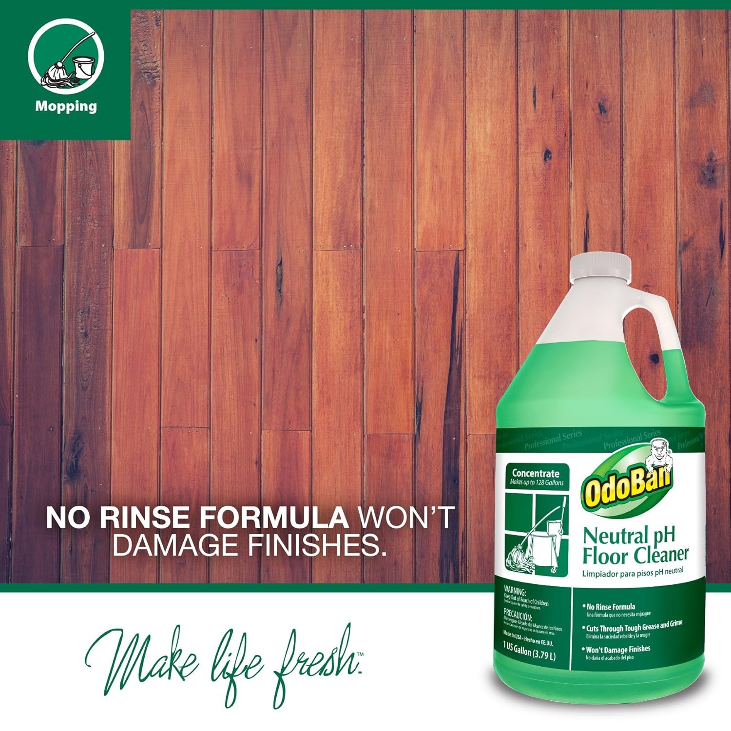 image:imageOdoBan Professional Cleaning Neutral pH Floor Cleaner and BioStain and Odor Remover Made in the USA 1 Gallon Each