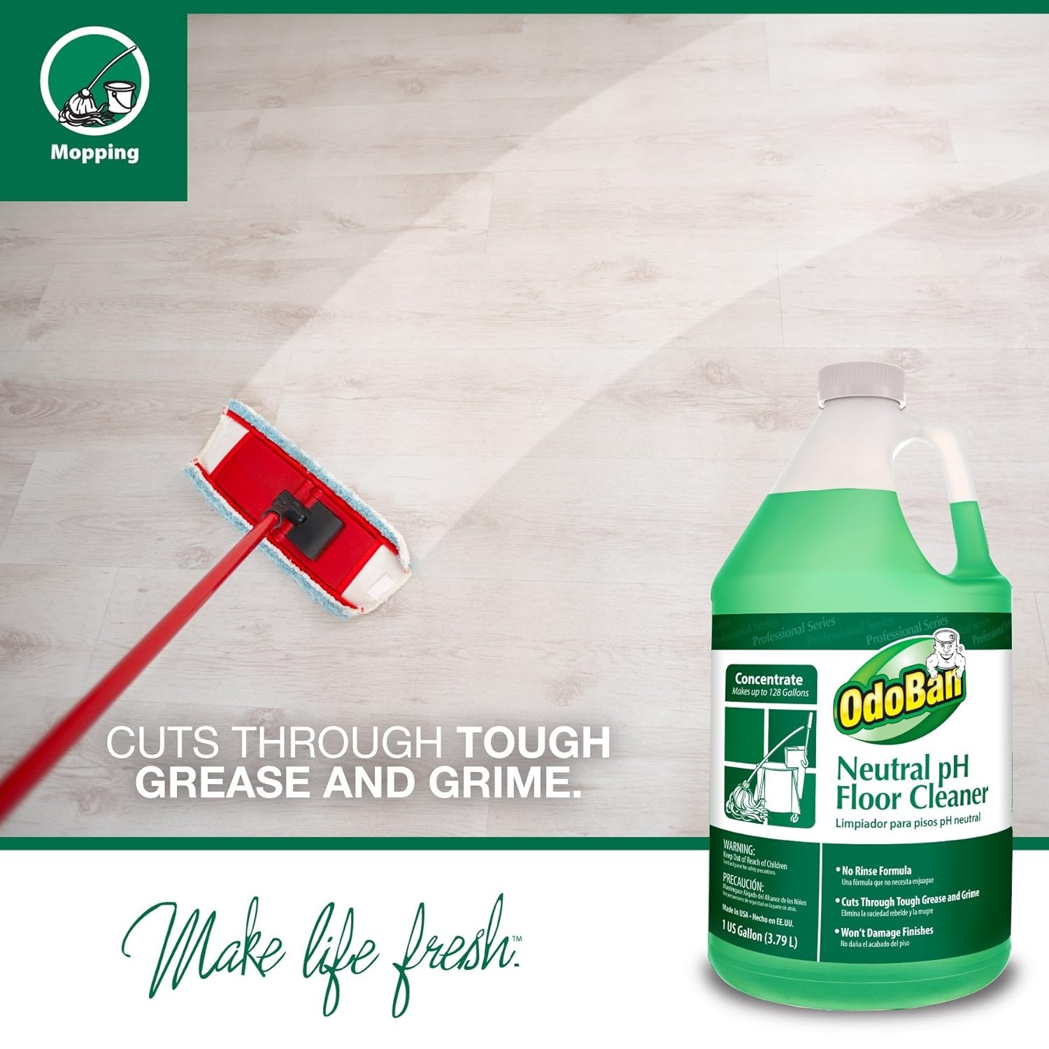 image:imageOdoBan Professional Cleaning Neutral pH Floor Cleaner and BioStain and Odor Remover Made in the USA 1 Gallon Each