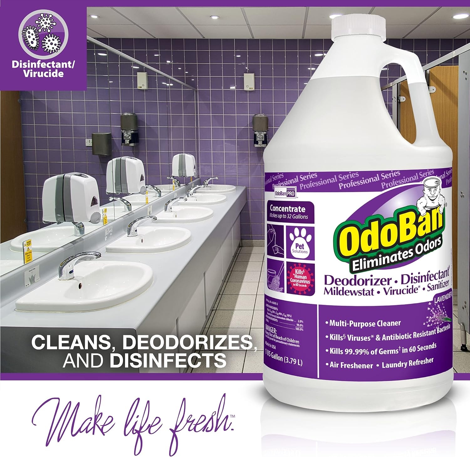 image:imageOdoBan Professional Disinfectant and Odor Eliminator Concentrate Made in the USA Original Eucalyptus Scent 1 GallonLavender