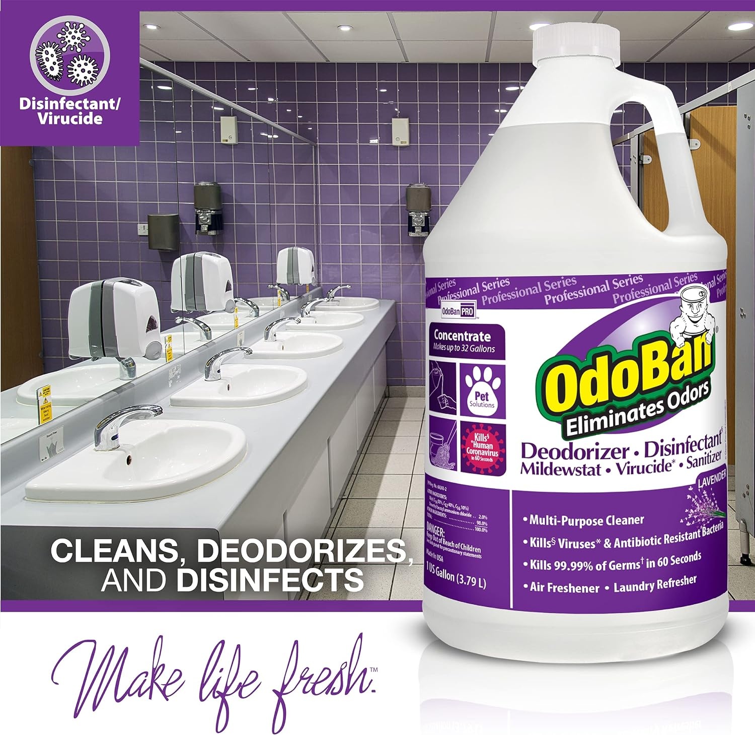 image:imageOdoBan Professional Disinfectant and Odor Eliminator Concentrate Made in the USA Original Eucalyptus Scent 1 GallonVariety