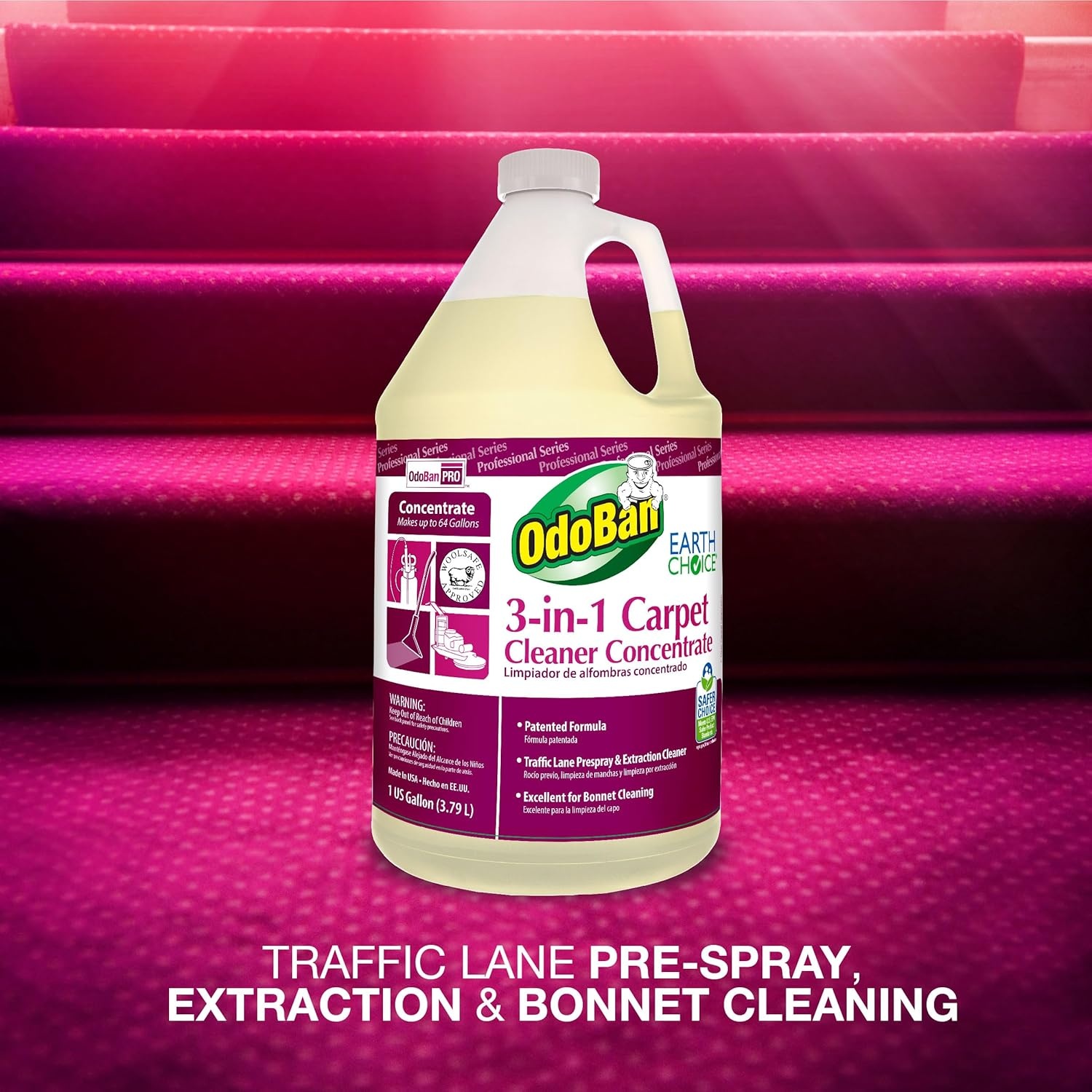image:imageOdoBan Professional Series 3in1 Carpet Cleaner Concentrate Made in the USA Set of 2 1 Gallon Each128 Fl Oz Pack of 2