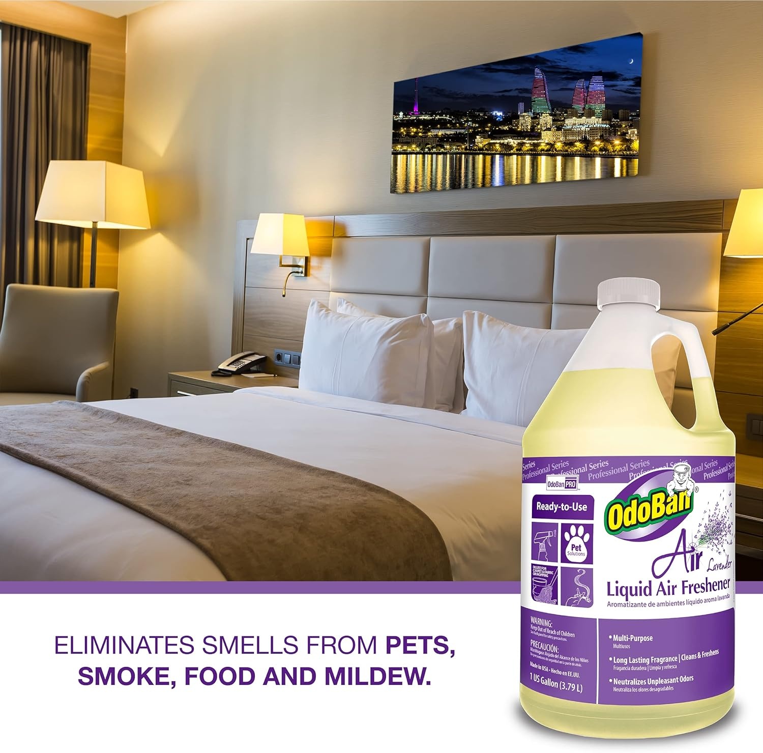 image:imageOdoBan Professional Series ReadytoUse Air Lavender Liquid Air Freshener Made in the USA Lavender Scent 1 GallonLavender