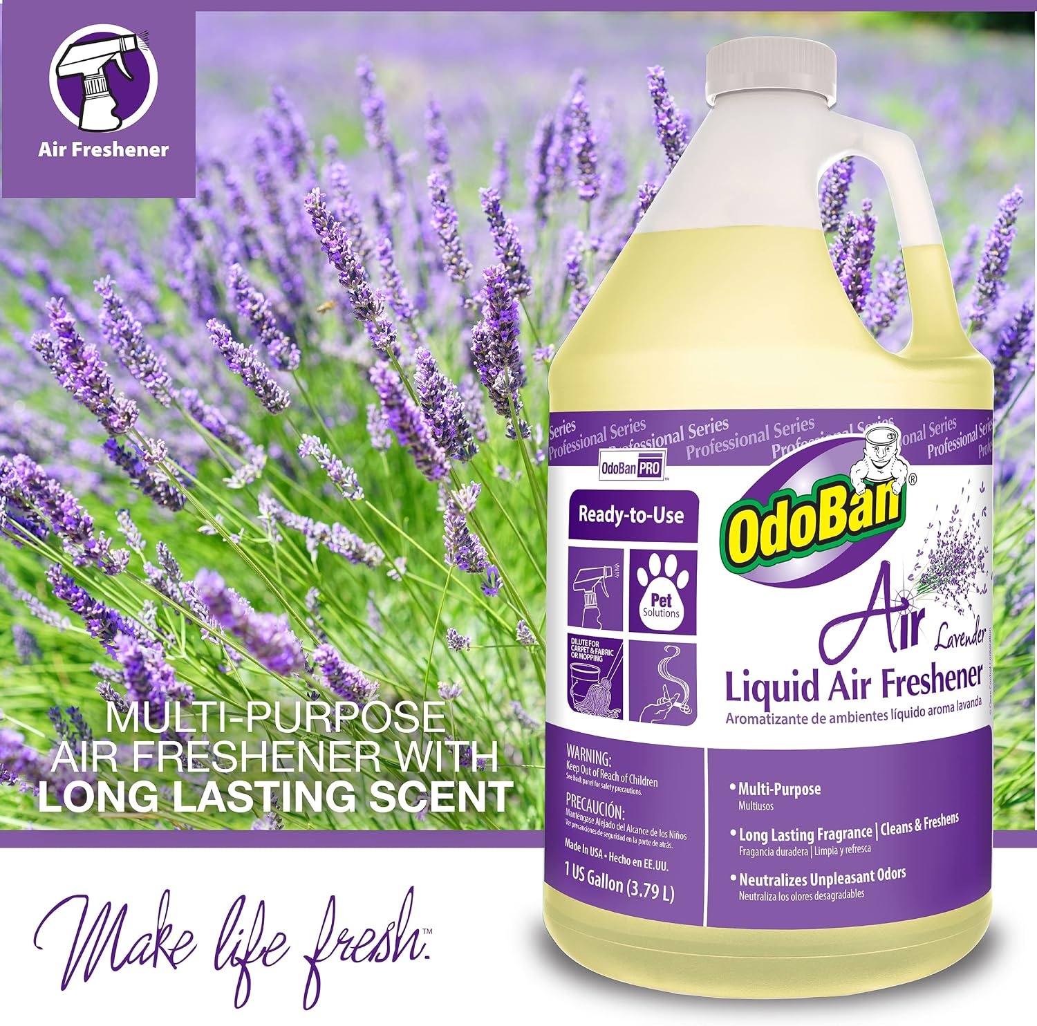 image:imageOdoBan Professional Series ReadytoUse Air Lavender Liquid Air Freshener Made in the USA Lavender Scent 1 GallonLavender