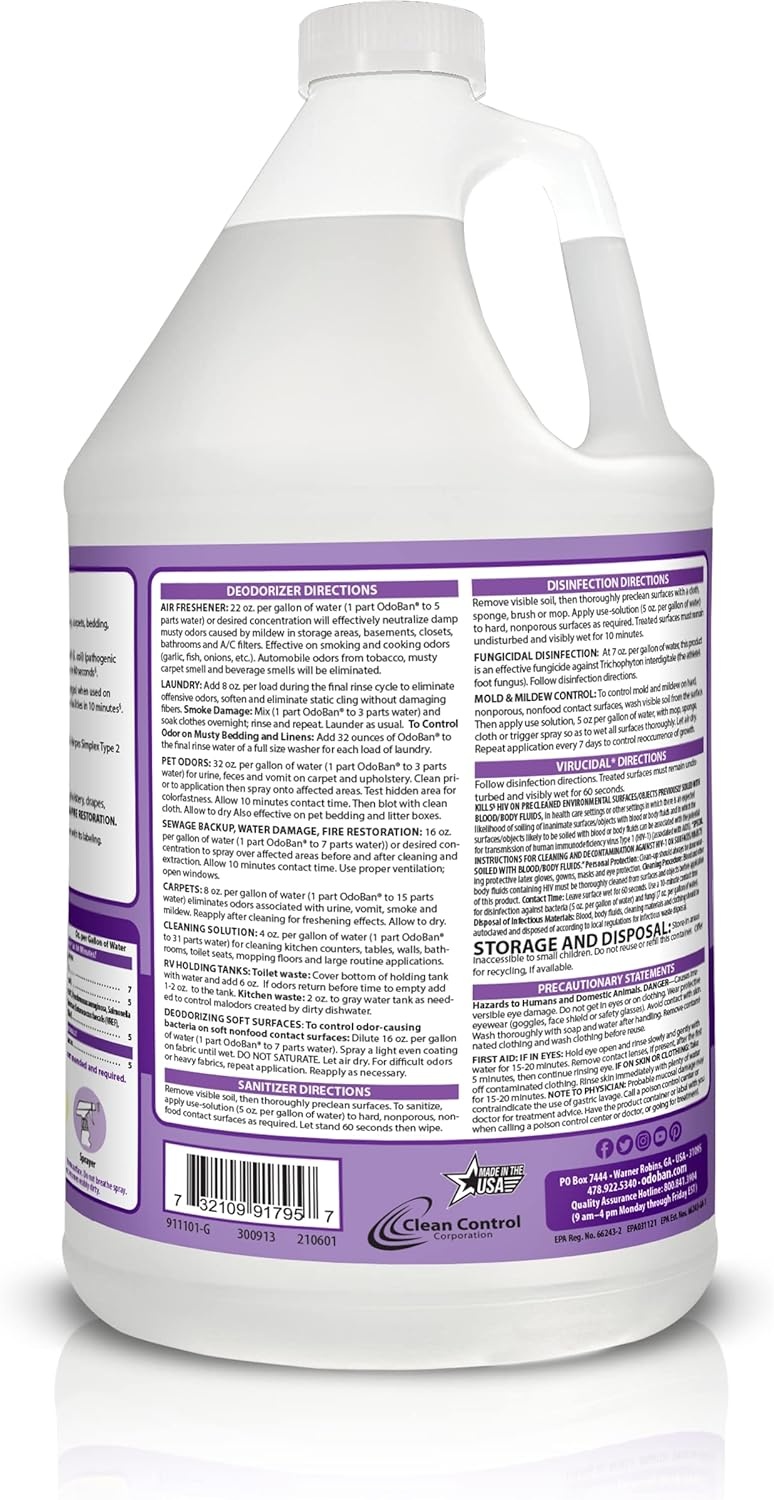 image:imageOdoBan ReadytoUse Disinfectant and Odor Eliminator Set of 3 4 Ounce Travel Spray 32 Ounce Spray 1 Gallon Concentrate Lavender Scent