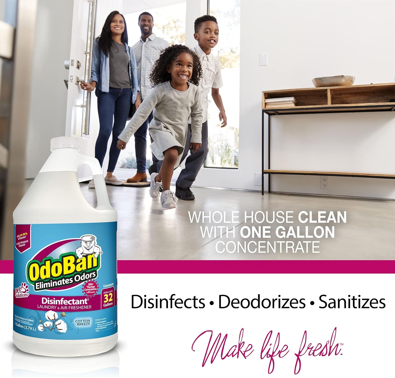 image:imageOdoBan ReadytoUse Disinfectant and Odor Eliminator Set of 3 4 Ounce Travel Spray 32 Ounce Spray 1 Gallon Concentrate Original Eucalyptus ScentCotton Breeze