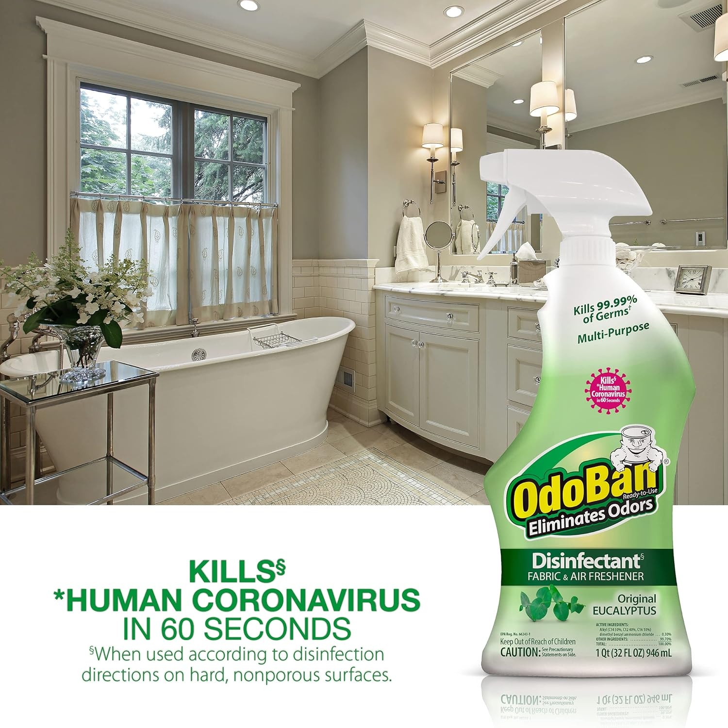 image:imageOdoBan ReadytoUse Disinfectant and Odor Eliminator Set of 3 4 Ounce Travel Spray 32 Ounce Spray 1 Gallon Concentrate Original Eucalyptus ScentEucalyptus