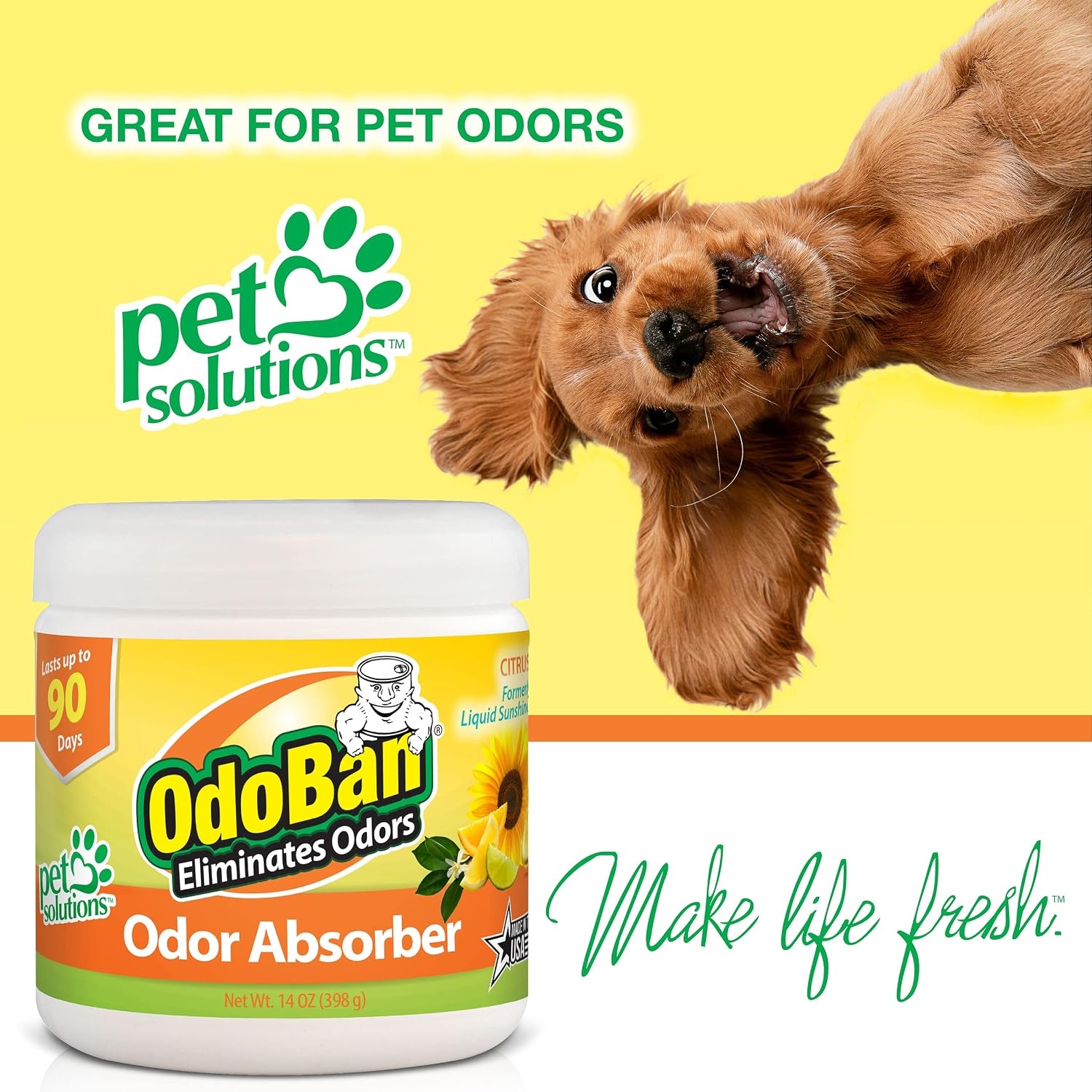 image:imageOdoBan Solid Odor Absorber Eliminator for Home and Small Spaces Citrus Scent 14 Ounces Each 3Pack1 Count Pack of 9