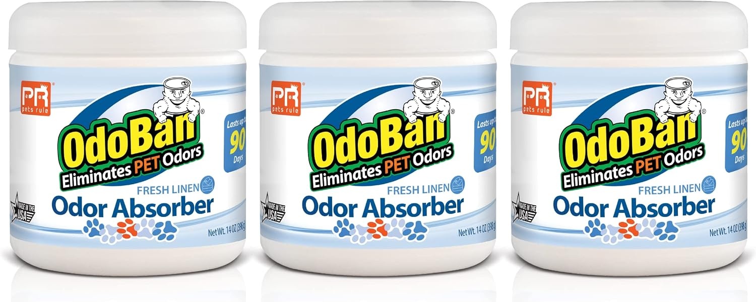 image:imagePets Rule OdoBan Solid Odor Absorber Air Freshener 3Pack 14 Ounce Jar Each Citrus ScentFresh Linen