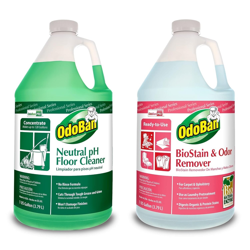 image:imageOdoBan Professional Cleaning Neutral pH Floor Cleaner and BioStain and Odor Remover Made in the USA 1 Gallon Each