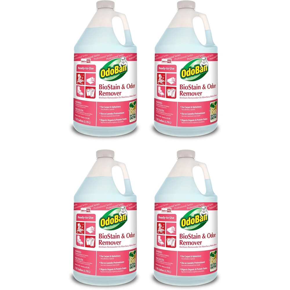 image:imageOdoBan Professional Cleaning and Odor Control Solutions ReadytoUse Biostain and Odor Remover Made in the USA 2 Gallons128 Fl Oz Pack of 4