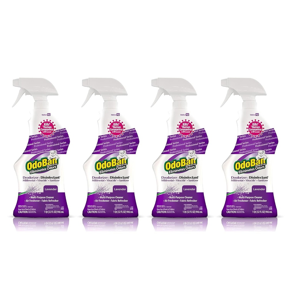 image:imageOdoBan Professional Disinfectant and Odor Eliminator ReadytoUse Spray Made in the USA Lavender Scent 4Pack 32 Ounces Each