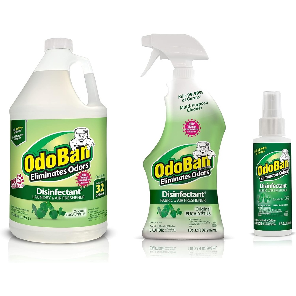 image:imageOdoBan ReadytoUse Disinfectant and Odor Eliminator Set of 3 4 Ounce Travel Spray 32 Ounce Spray 1 Gallon Concentrate Original Eucalyptus ScentEucalyptus