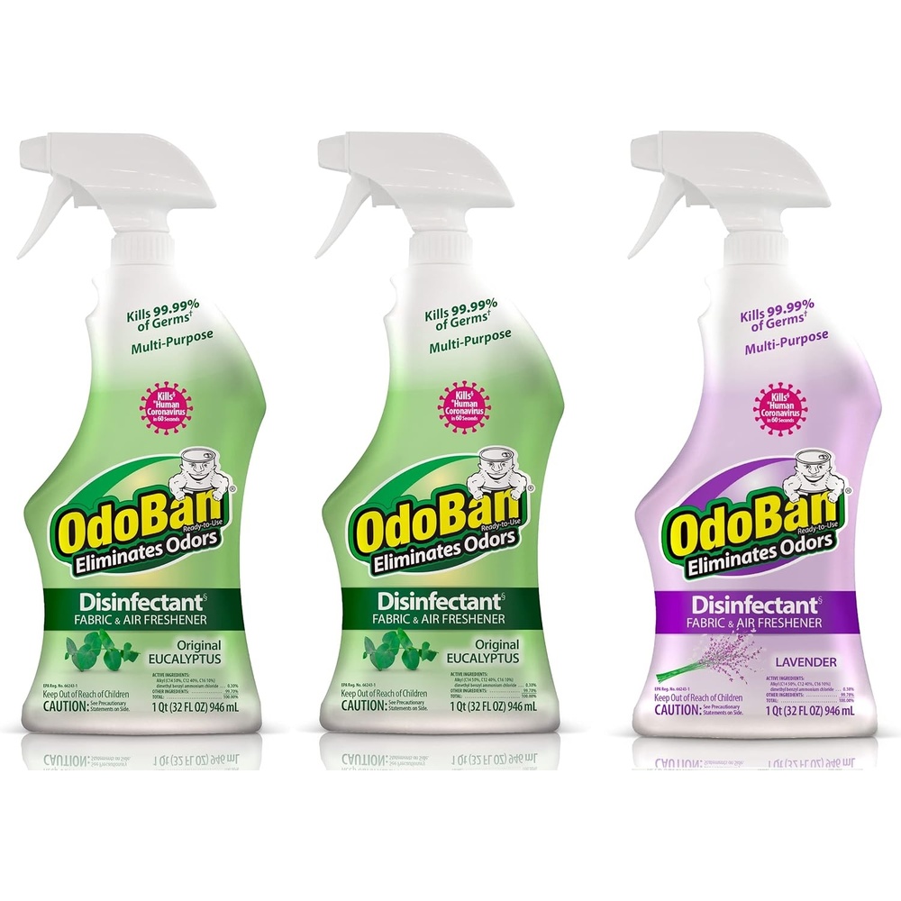 image:imageOdoBan ReadytoUse Disinfectant and Odor Eliminator Set of 3 4 Ounce Travel Spray 32 Ounce Spray 1 Gallon Concentrate Original Eucalyptus ScentLavender