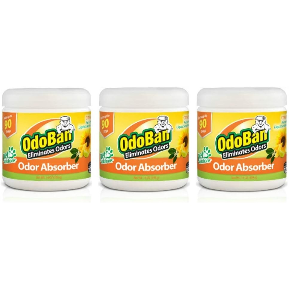 image:imageOdoBan Solid Odor Absorber Eliminator for Home and Small Spaces Citrus Scent 14 Ounces Each 3Pack14 Ounce Pack of 3
