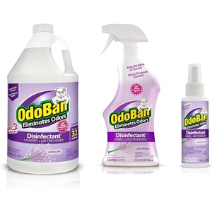 OdoBan Ready-to-Use Disinfectant and Odor Eliminator, Set of 3, 4 Ounce Travel Spray, 32 Ounce Spray, 1 Gallon Concentrate, Lavender Scent